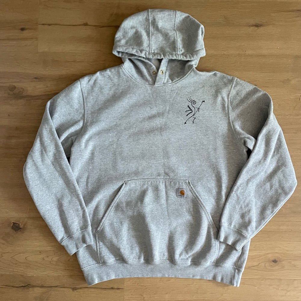 Carhartt Heather Gray Loose Fit Sweatshirt Lacrosse American Flag Large Hoodie